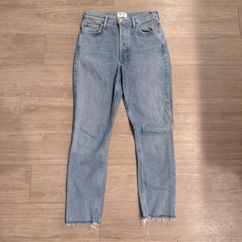 $128 Agolde Raw Hem Classic Blue Denim Jeans
